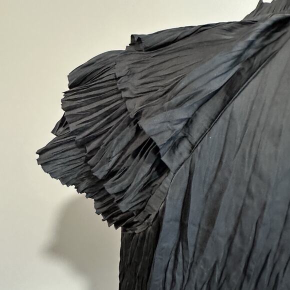 NWT Ulla Johnson Womens Mara Top Noir Black Size 0 Japanese Satin Plisse Pleat - Picture 8 of 11